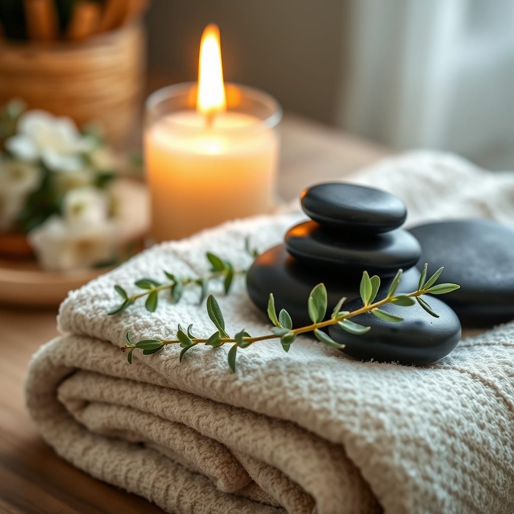 Hot stones and eucalyptus spa detail